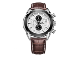 Reloj De Pulsera Para Hombre Megir De Aleación Analógico De Cuarzo Con Dial Redondo (marrón Blanco)