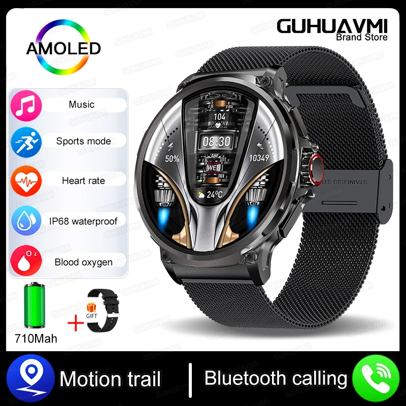 (pulseira De Malha Preta) Smartwatch De 1,85 Polegadas, Chamadas Via Bluetooth, Bateria De 710 Mah, Resistência À Água Ip68