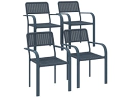 Cadeiras de Jantar Pp, Aço Cor Cinzento Escuro 55x60x83 cm Outsunny