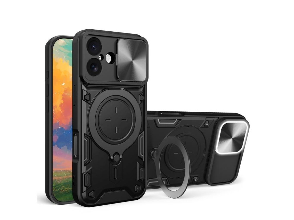 Capa Para Iphone 17 - Textura De Cd - Suporte Magnético Deslizante - Proteção Para Câmera