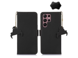 Capa De Couro Magnética Rfid Para Samsung Galaxy S23 Ultra 5g