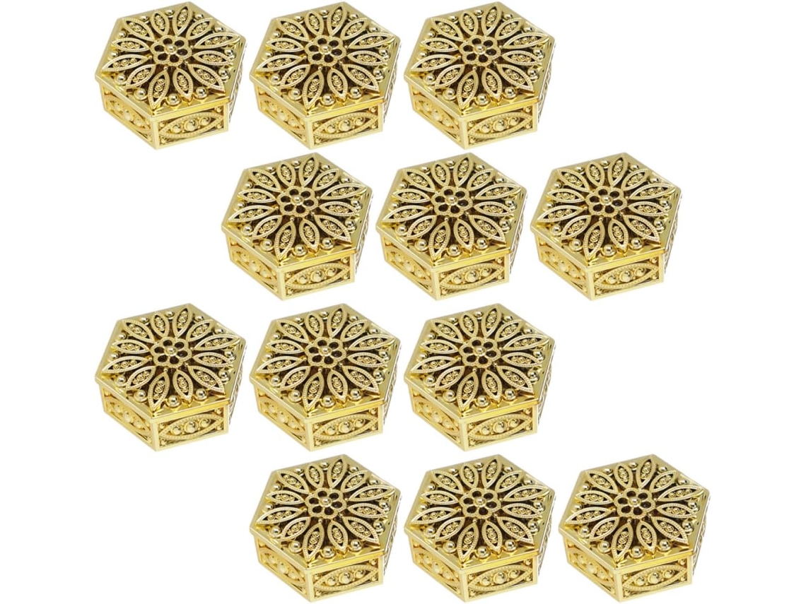Tidtaleo 12-caixas Hexagonais Douradas De Plástico Para Doces E Biscoitos, Sem Borda, Multiuso, Ideais Para Festas E