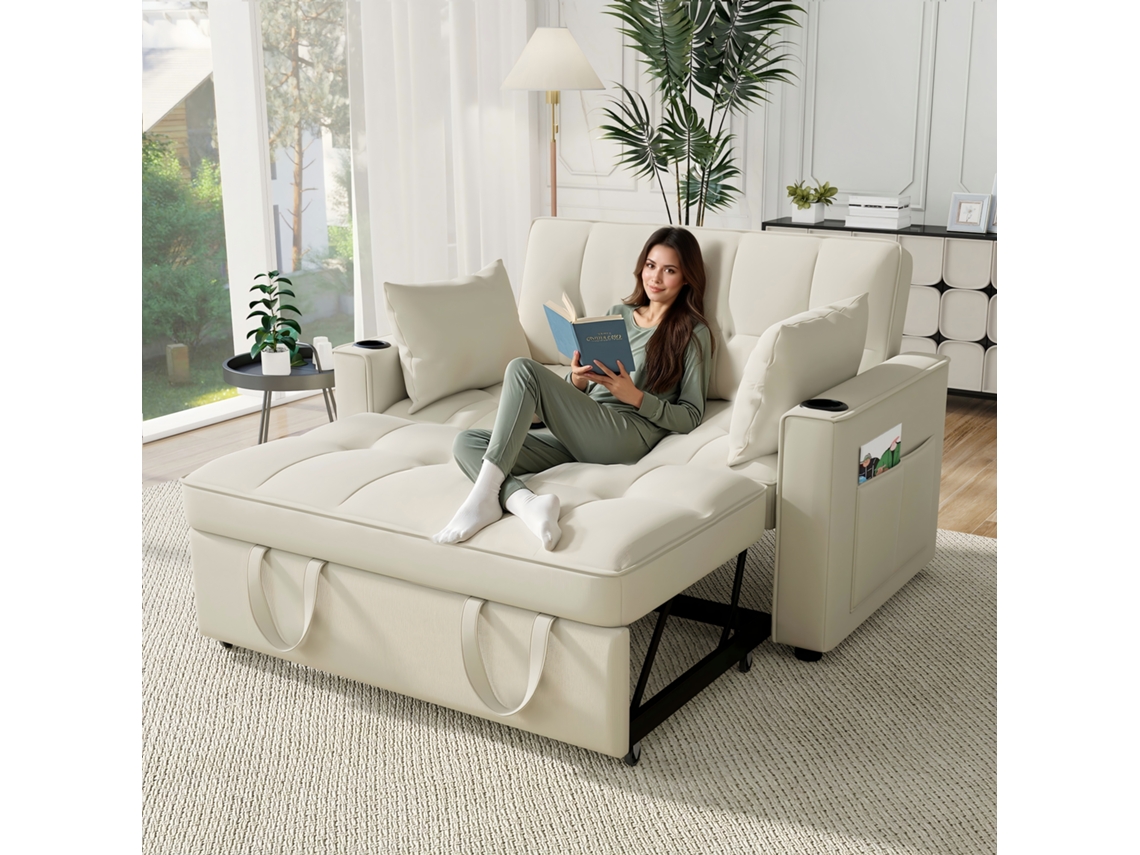 Sofá-cama Dobrável Multifuncional Com Porta-copos E Almofada, Função De Dormir Para Sala, Quarto