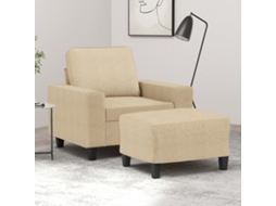 Vidaxl Poltrona Com Apoio De Pés 60 Cm Tecido Cor Creme