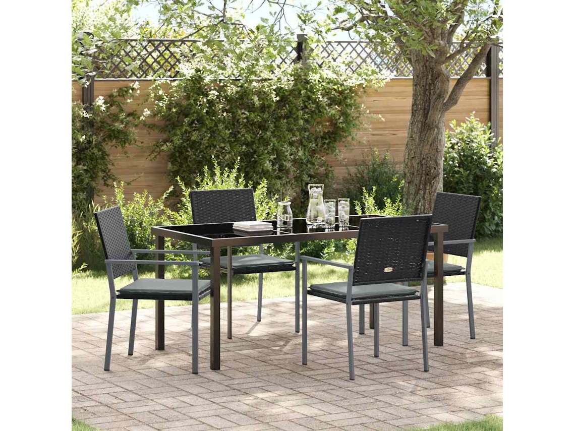 Vidaxl Conjunto De Jantar Para Jardim 5 Unid. Preto E Cinza Claro