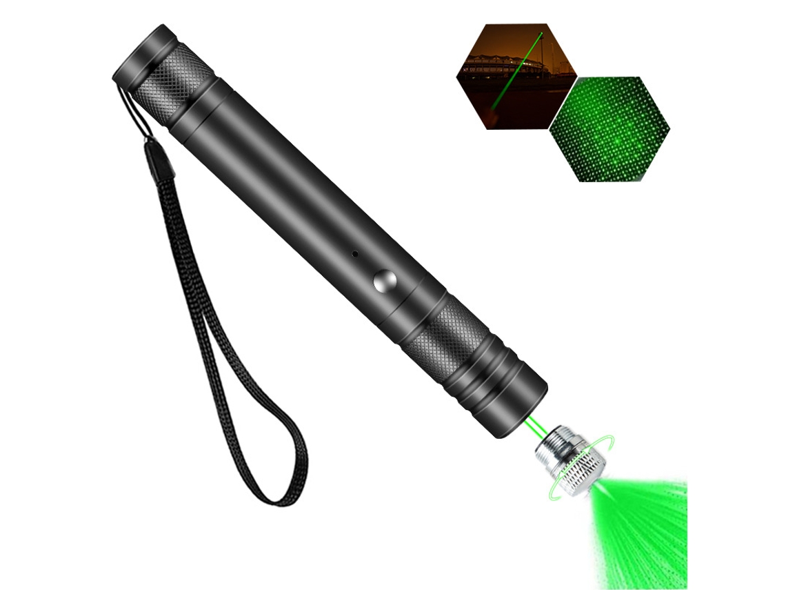 Ponteiro Laser Verde, Recarregável De Alta Potência, De Longo Alcance, Com Proteção Em Forma De Estrela Preto Hexinyigjly