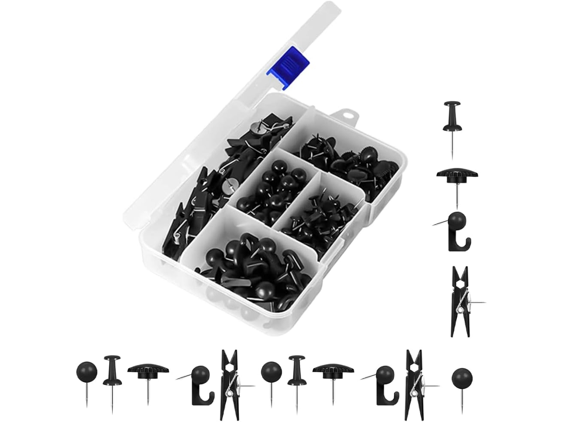 Conjunto de 140 tachininhas decorativas para quadros de avisos, mesas, prendedores, fotos e mensagens.