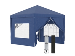 Gazebo dobrável 3x3 M ZACHARY com 4 paredes removíveis, bolsa, impermeável, UV resistente azul