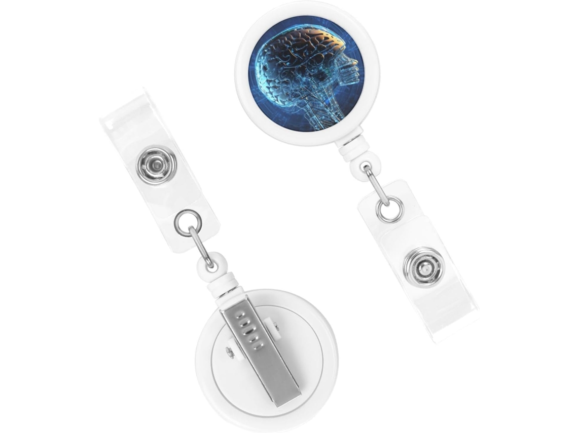 Porta Crachá Retrátil, Bobinas Com Inteligência Artificial, Porta Crachá Com Design Cerebral, Chaveiros Reforçados