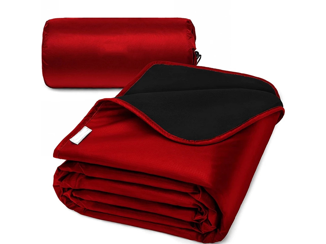 Tapete De Camping, Tapete De Piquenique Leve E Impermeável Para Uso Externobolsa De Veludo Preta Vermelha 240g (versão Com Cordão) - 200*140cm