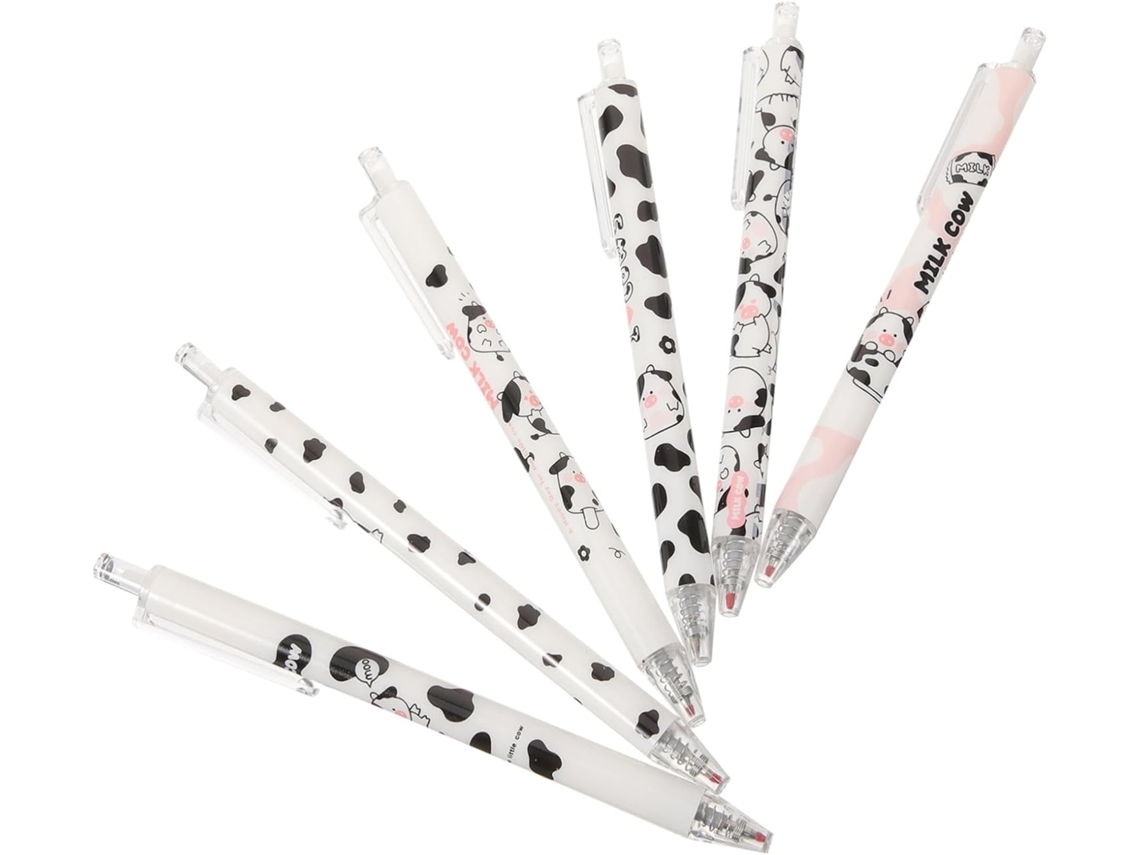 Conjunto De 6 Canetas Em Gel Ounona Com Estampa Vaca, Esferográficas