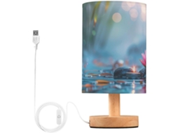 Luminária De Cabeceira Zen Pequena Skyshu Em Pedra Basáltica, Luminária De Mesa Led Usb, Luminária De Cabeceira Com Base