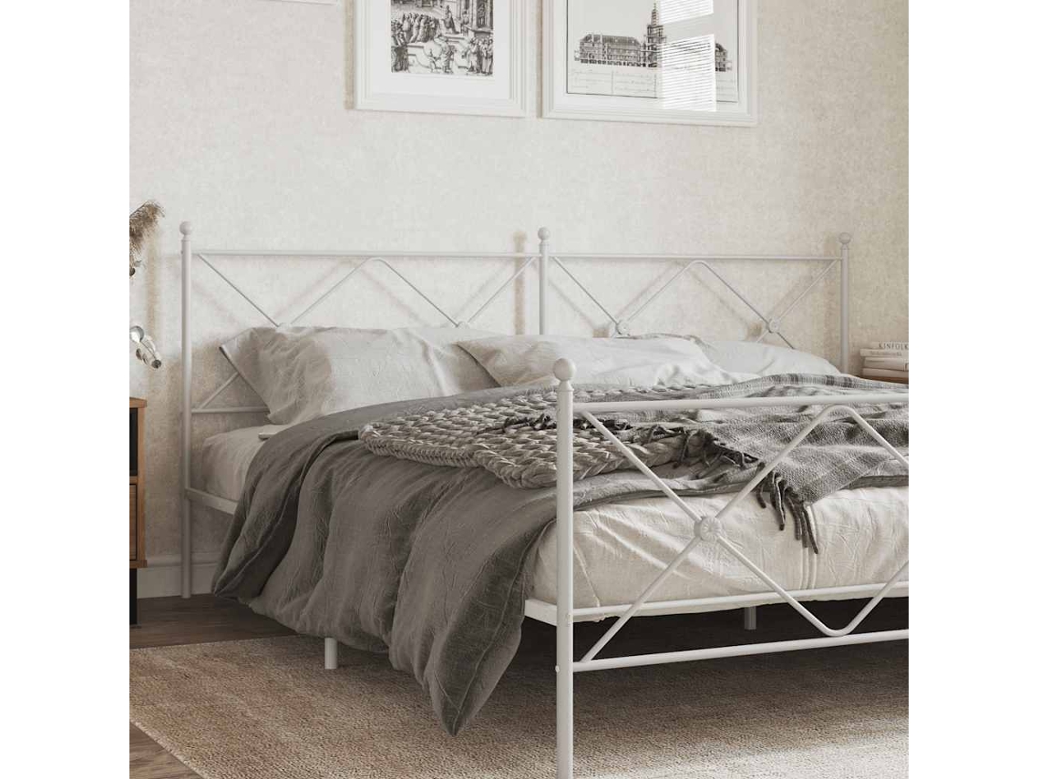 Vidaxl Cabeceira De Substituição 193 Cm Metal Branco