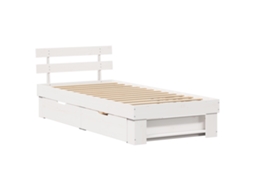 Conjunto 1 Cama De Madeira Vidaxl Branco Madeira De Pinho Maciça (80 X 200 Cm)