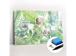 Quadro De Vidro Magnético Folhas Tropicais Para O Corredor Espelharte (90x60 Cm)