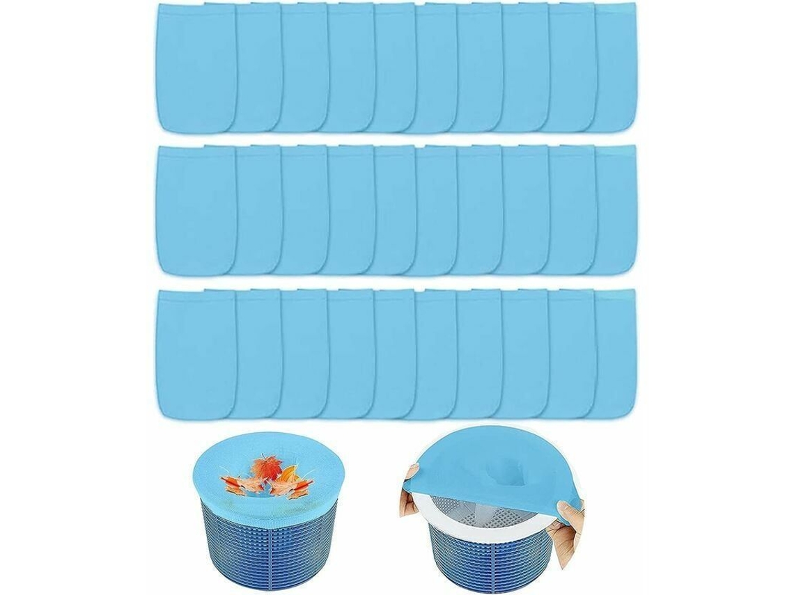 Meia de skimmer para piscina 30 meias de filtro para cesto de skimmer azul filtro para piscina | S/MARCA