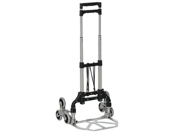 Carrinho de bagagem dobrável preto e prata 47x47x100 cm com 6 rodas, 70 kg, corda e alça removível | S/MARCA