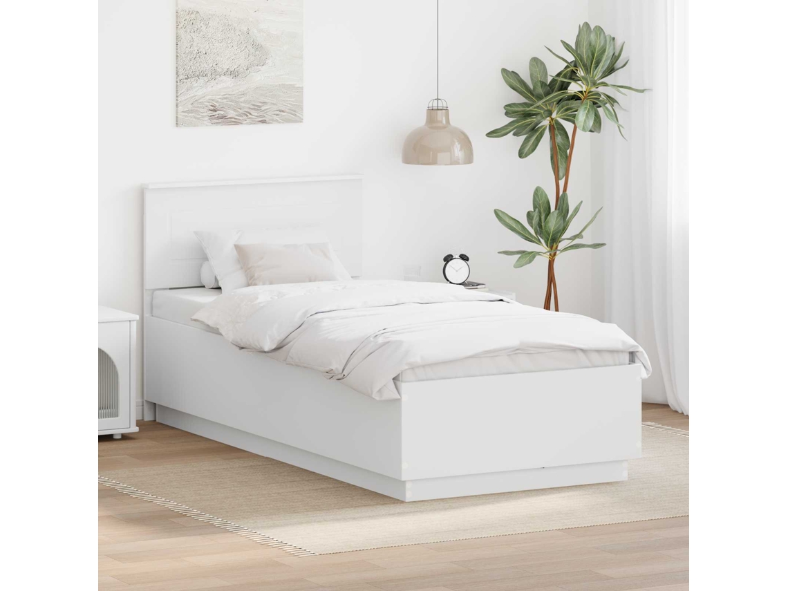Vidaxl Estrutura Da Cama Branco 100 X 200 Cm Derivados De Madeira
