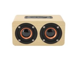 Coluna Retro Desktop com Mic Integrado, Tf/usb/aux Mp3, Liga Telemóvel e Pc, Acabamento Madeira Amarelo | S/MARCA