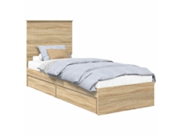 Conjunto 1 Cama Com Armazenamento Vidaxl Castanho Derivados De Madeira (75 X 190 Cm)