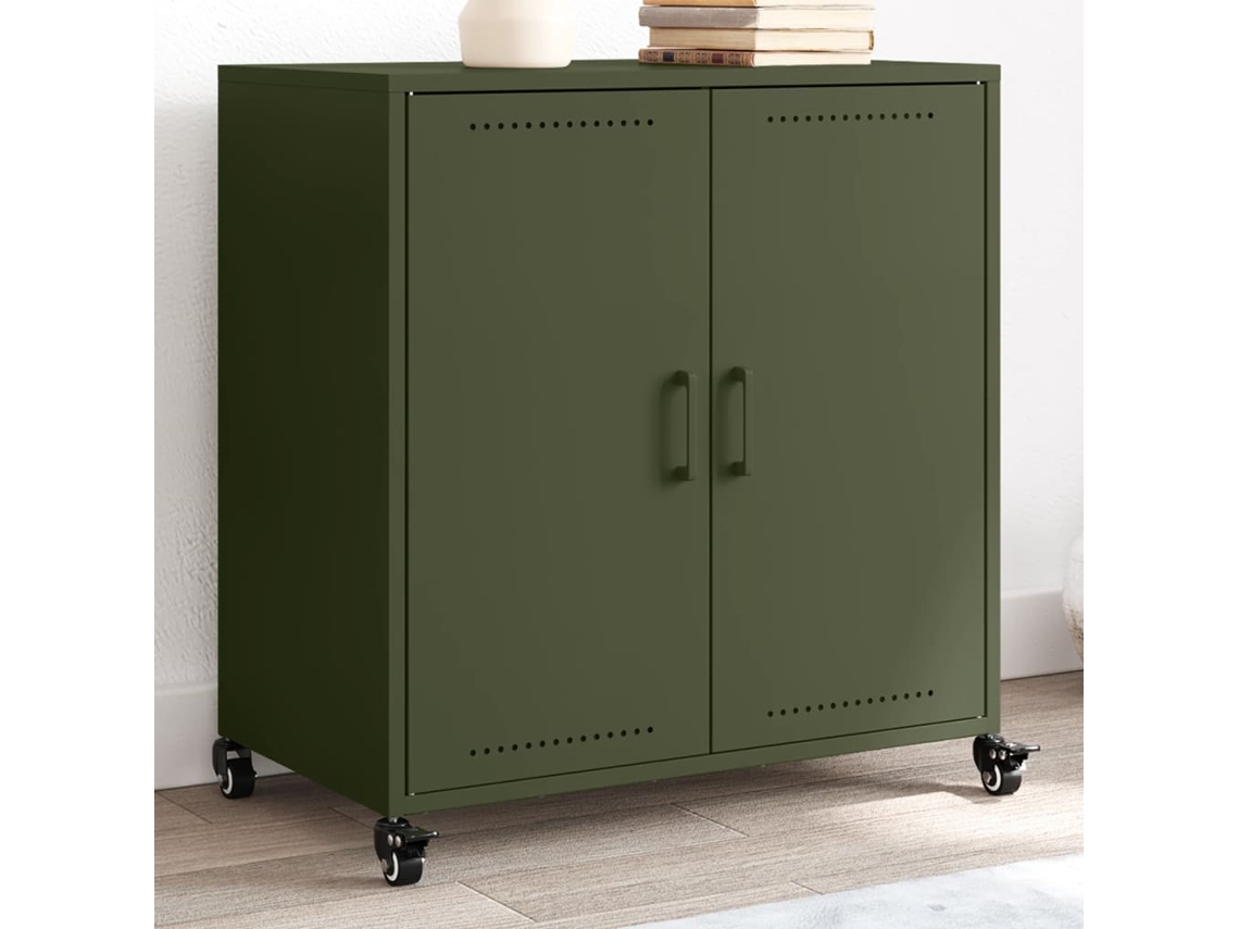 Vidaxl Aparador 68x39x72 Cm Aço Verde-azeitona
