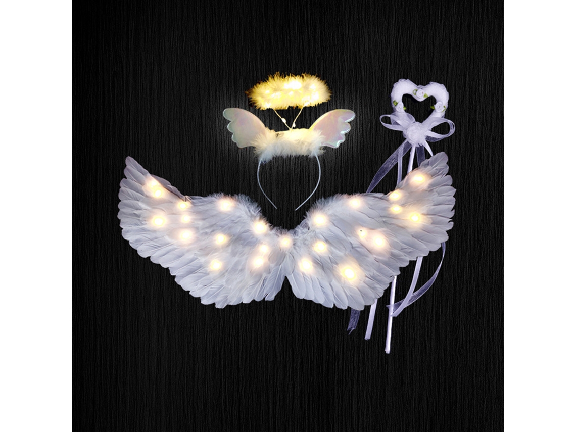 Conjunto de Três Pássaros de Asas Brancas com Luz Quente, 65x35cm LAXISCREED