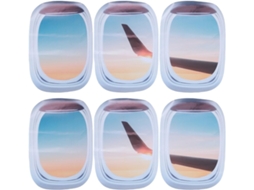 Conjunto De 6 Adesivos Decorativos De Parede Em Formato De Avião Com Janelas Simuladas