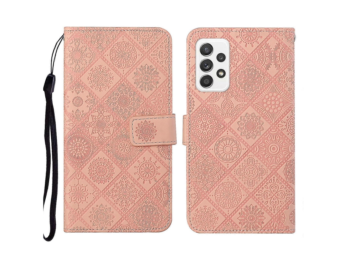 Capa De Couro Com Padrão Étnico E Relevo Para Samsung Galaxy A23