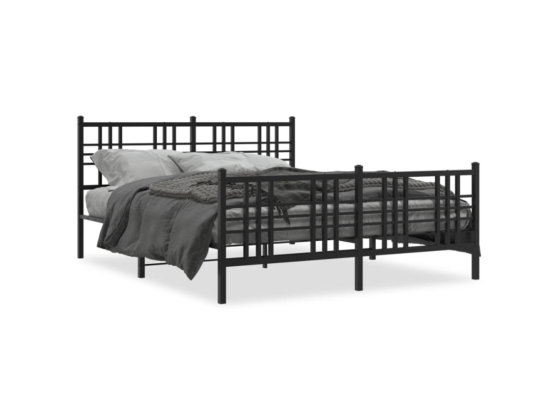 Bed Frame, Bed Frames Vidaxl Preto Aço (150 X 200 Cm)