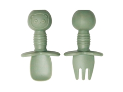 Conjunto de Garfo e Colher de Silicone para Bebés Utensílios para Desmame Guiado Etapa 1 6 Meses NEVEANCE