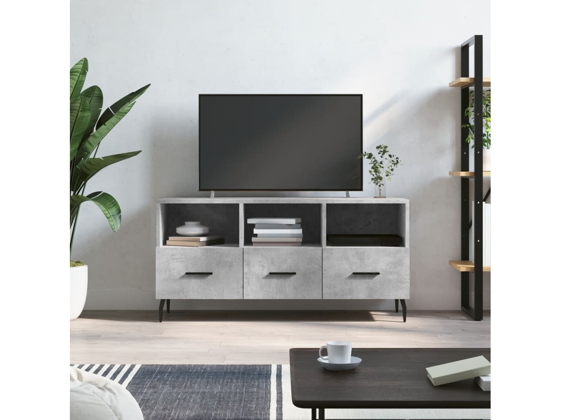 Vidaxl Móvel P/ Tv 102x36x50 Cm Madeira Processada Cinzento Cimento
