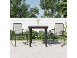 Vidaxl 3 Pcs Conjunto De Jantar Para Jardim Vime Pvc Preto