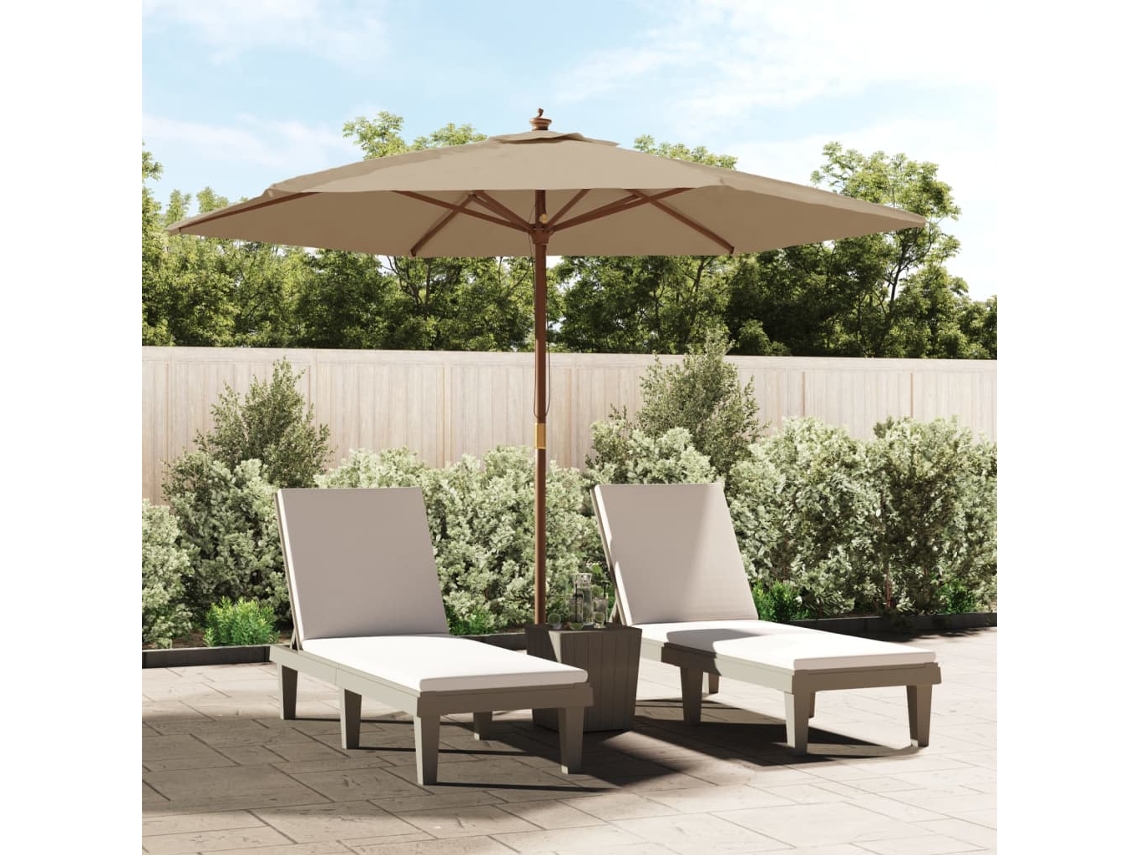 Guarda Sol Jardim C/ Poste De Madeira 299x240 Cinza Marrom Dkd Home Decor