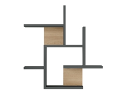 Prateleira De Parede Reyna 7 Prateleiras 66x63x15cm Antracite / Efeito Madeira [EN.CASA]