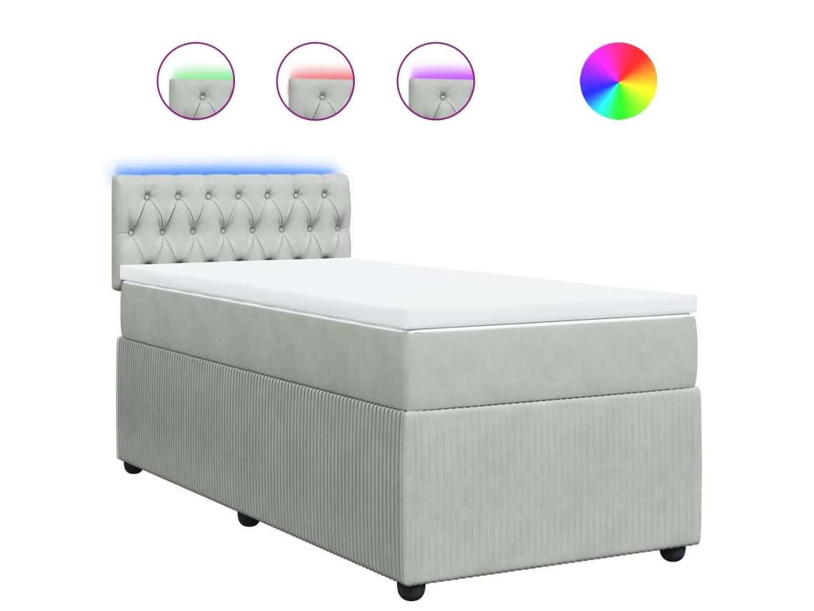 Box Spring Bed, Box Spring Beds Vidaxl Cinzeto Veludo (90 X 190 Cm)
