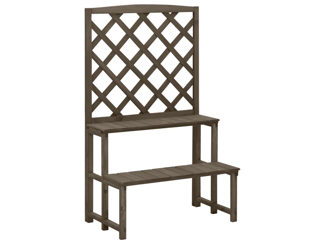 Vidaxl Suporte De Plantas C/ Treliça 70x42x115cm Abeto Maciço Cinzento