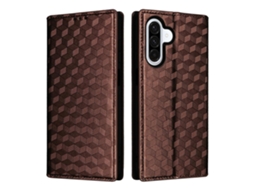 Capa Tipo Carteira De Couro Com Estampa De Losango Tkdaddy Para Samsung Galaxy A17 5g, Marrom