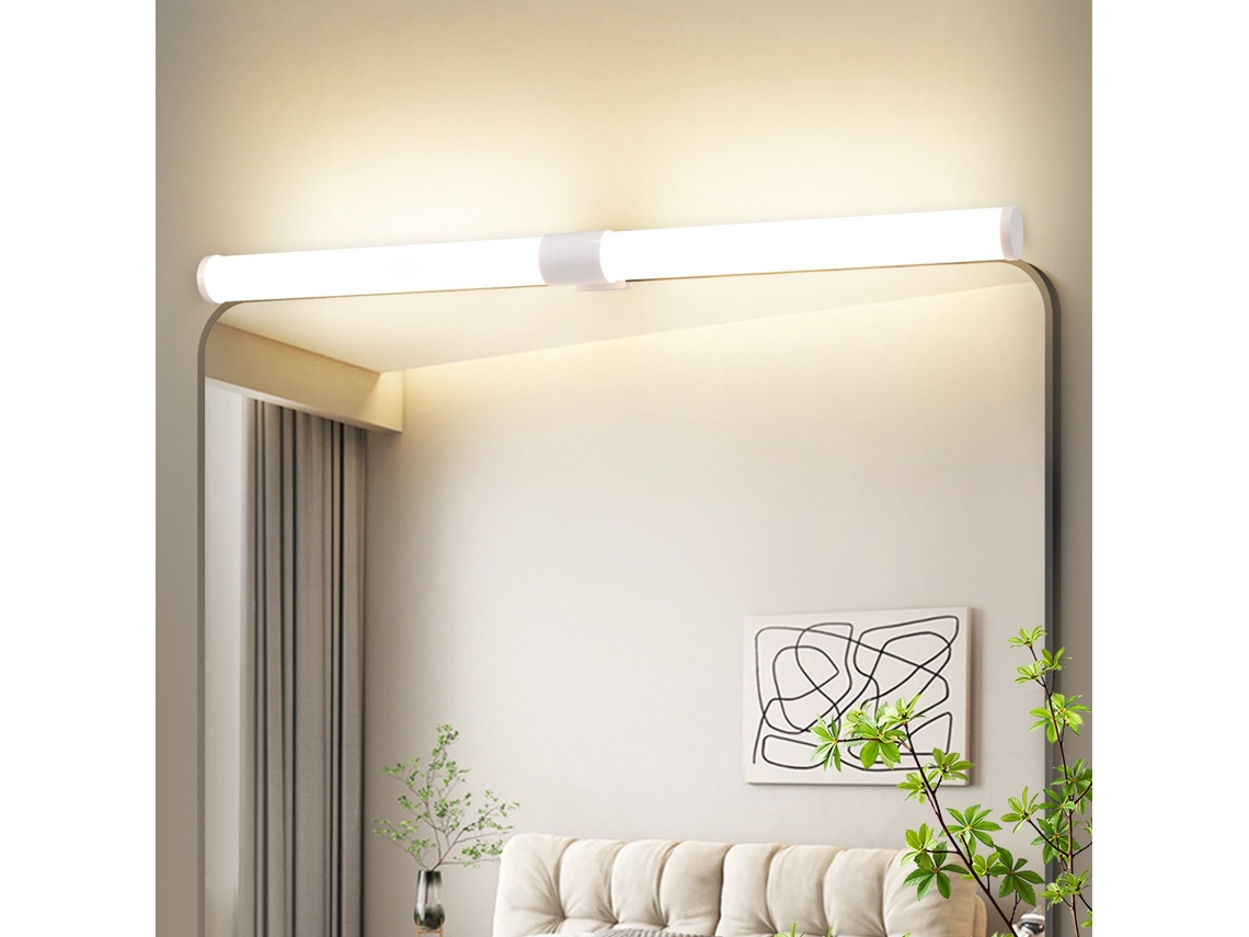Luminária De Espelho Para Banheiro Nettlife Led 8w 60cm, Luminária De Parede Para Banheiro, Branca, Com Fixação Por Grampo, À Prova Dágua, Ip44 4000k