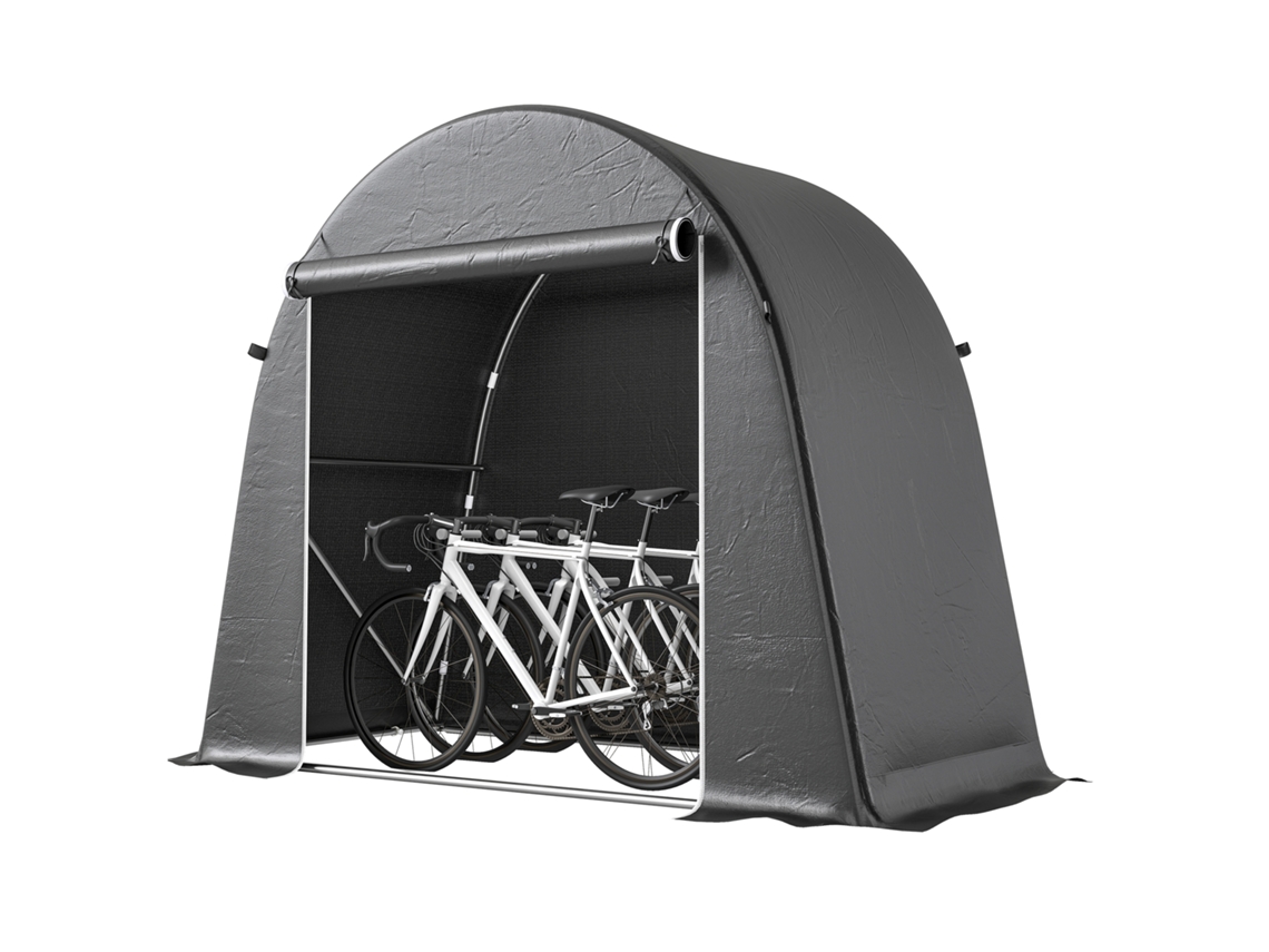 Galpão Armazenamento 245x120x200cm À Prova D'água, Abrigo Motocicleta Porta Zíper Cinza Escuro