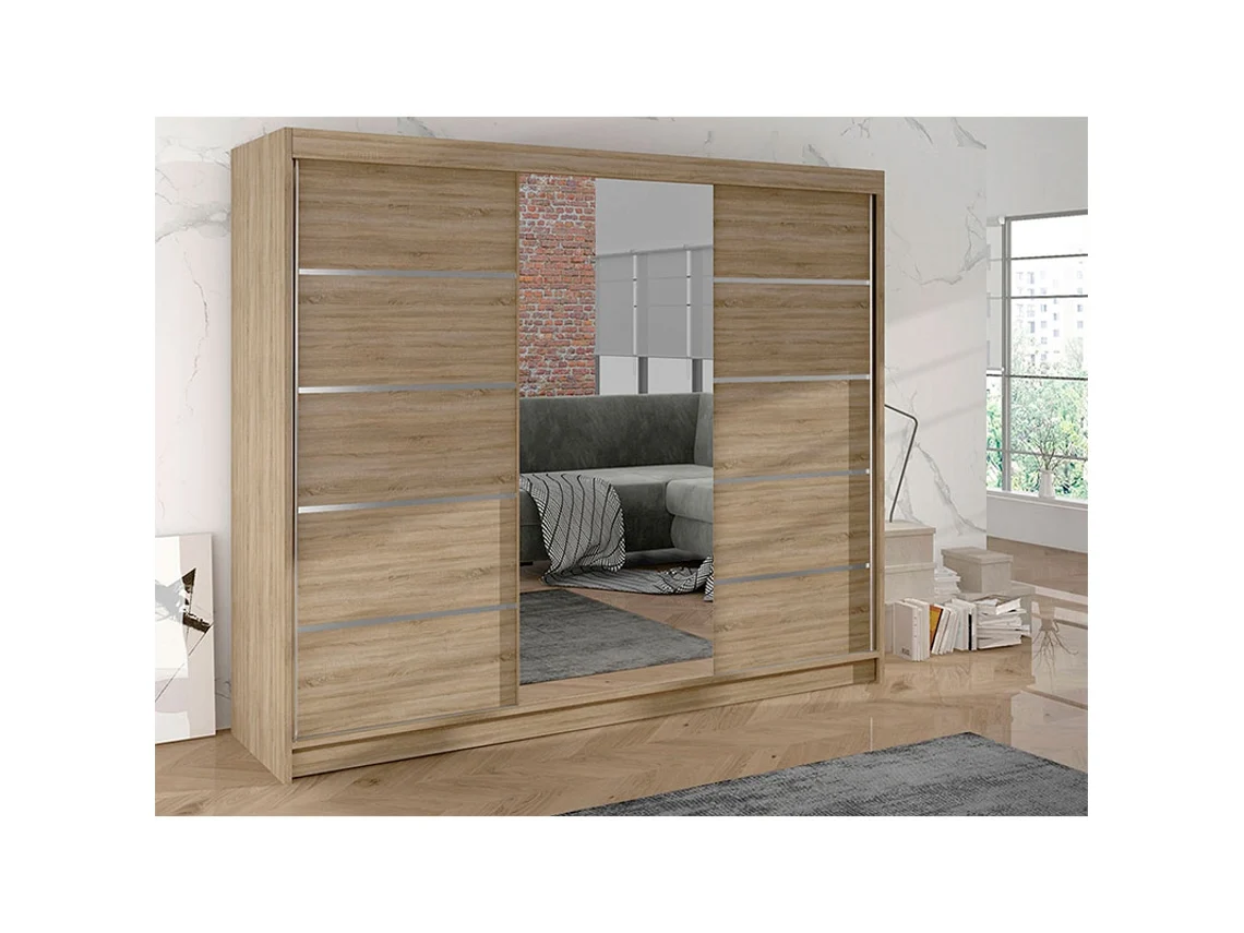 Roupeiro Genebra Iii Sonoma AMBIHOME Madeira de Carvalho Melamina Branco