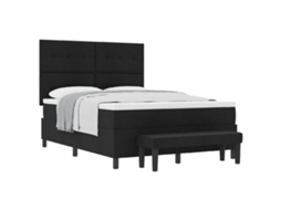 Cama Box com Cabeceira Preto 160 X 200 Cm Tecido MAISON EXCLUSIVE