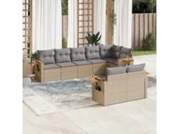 Pcs Conjunto De Sofás P/ Jardim Com Almofadões Vime Pe Bege Dkd Home Decor