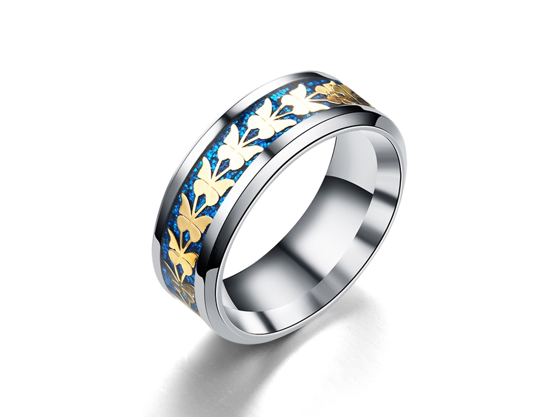 Anel De Aço Titânio Decorativo Elegante Unissex Moda