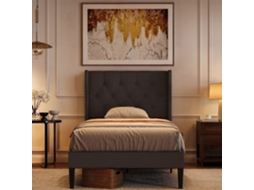 Cama Estofada Cinza escuro em Madeira 90 X 200 Cm BEALIFE