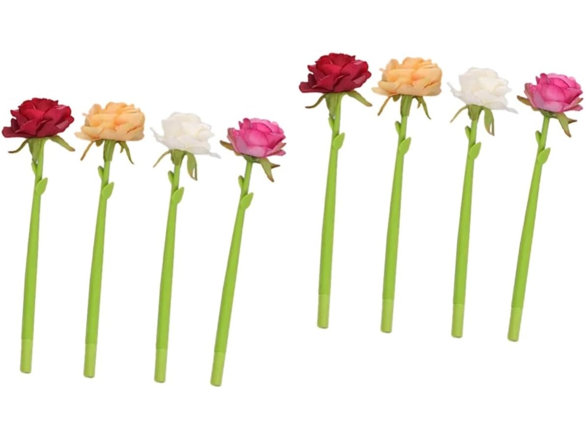 Conjunto De 8 Canetas Esferográficas Com Design Realista Rosa,