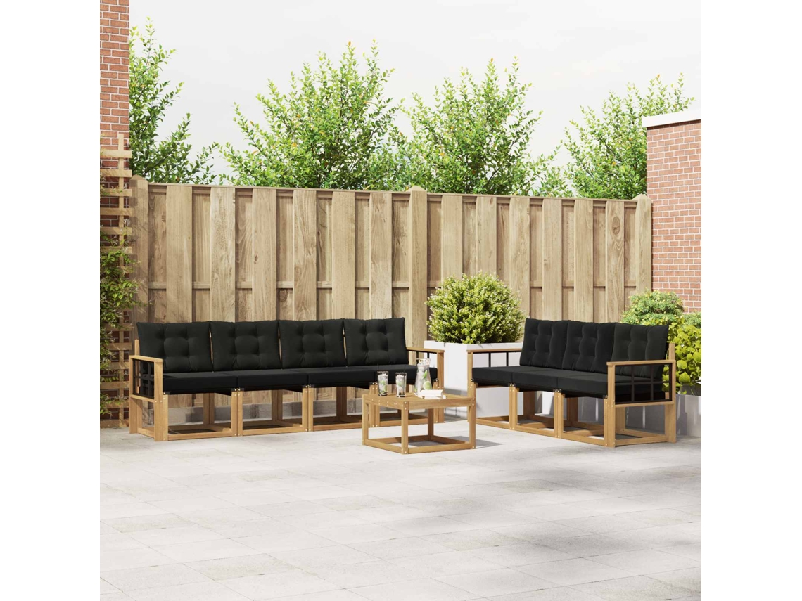 Vidaxl Conjunto De Sofás Para Exterior 8 Unid. Branco E Preto