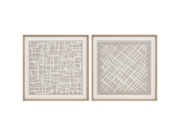 Pintura Home Esprit Branco Bege Abstrato Urbana 80 X 5 X 80 Cm (2 Unidades)