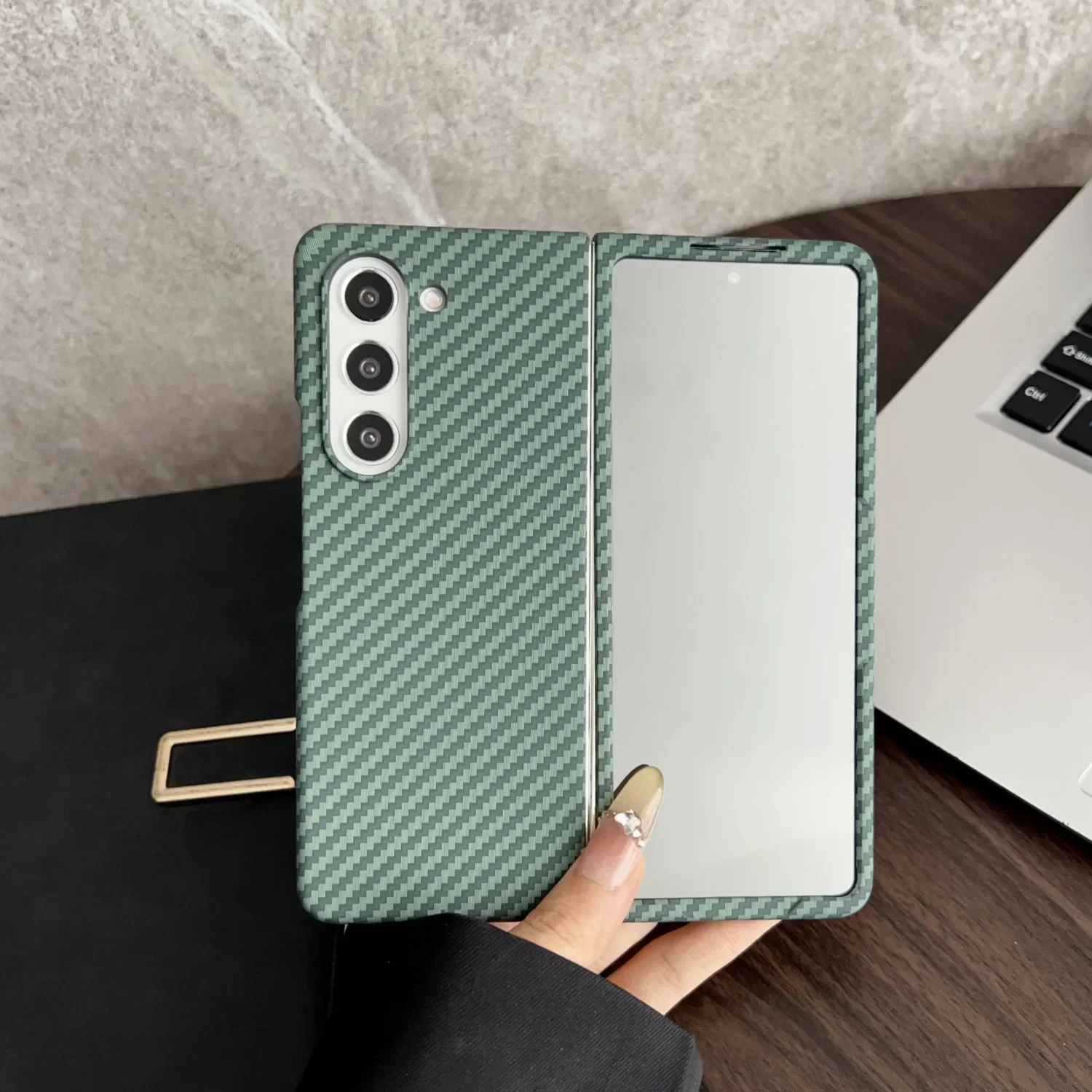 (verde, Galaxy Z Fold6) Capa Magnética Ultrafina De Fibra De Carbono Para Celular, Capa Protetora À Prova De Quedas Com Proteção Total Da Tela.