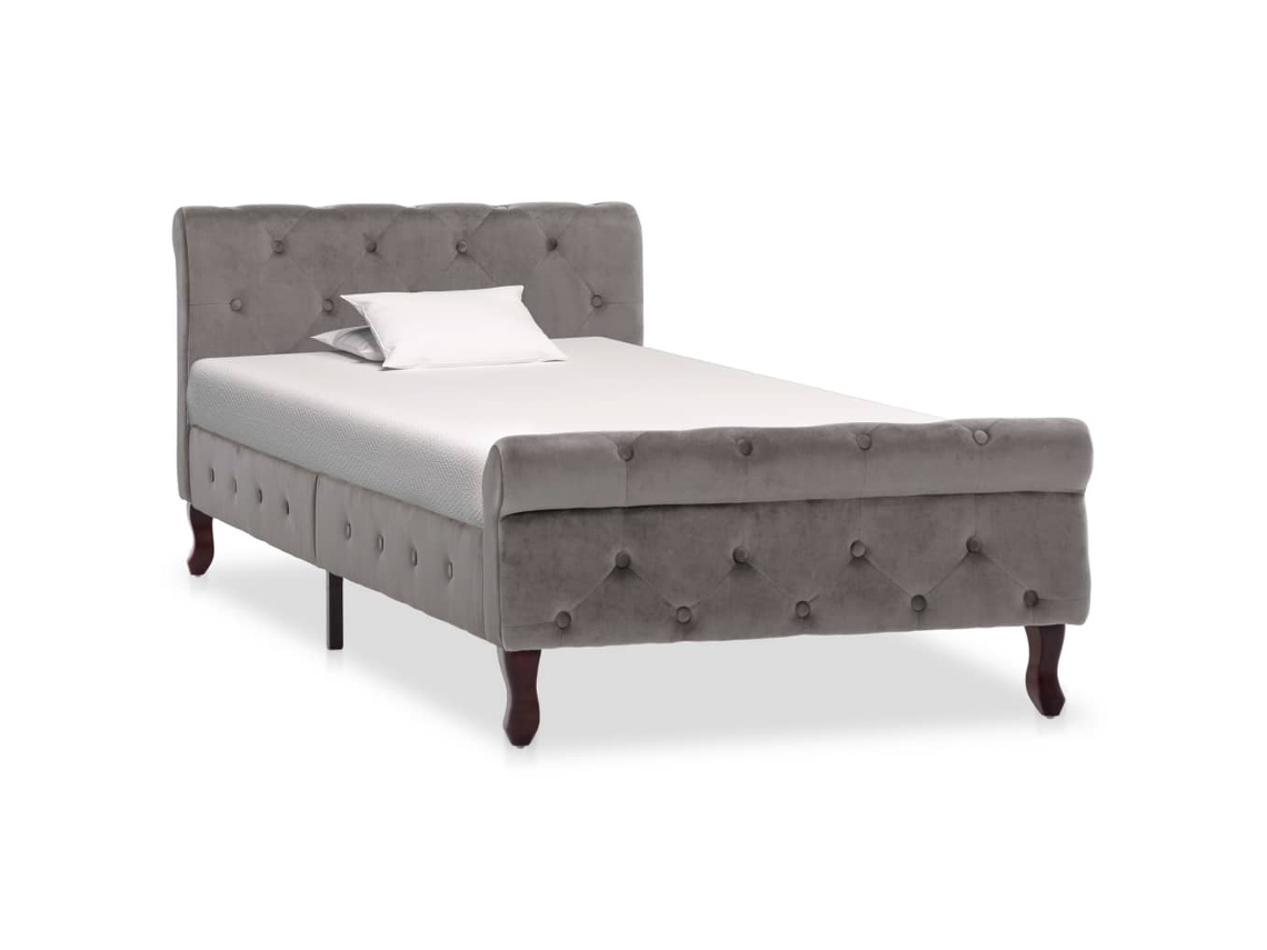Vidaxl Estrutura De Cama 90x200 Cm Veludo Cinzento