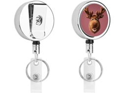 Engraçado Porta Crachás Retrátil Com Cabeça De Alce Ou Natal, Porta Crachás Engraçado Para Enfermeiras Com Chaveiro
